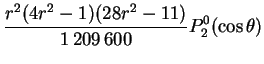 $\displaystyle \frac{r^2(4r^2-1)(28r^2-11)}{1\,209\,600}P_2^0(\cos\theta)$