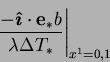 \begin{displaymath}
\left.\frac{-\mbox{\boldmath$\hat{\imath}$}\cdot\mathbf{e}_*b}{\lambda\Delta T_*}\right\vert _{x^1=0,1}
\end{displaymath}
