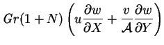 $\displaystyle \mbox{\textit{Gr}}(1+N)\left(u\frac{\partial w}{\partial X} +\frac{v}{\mbox{$\mathcal A$}}\frac{\partial w}{\partial Y}\right)$