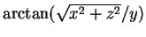 $\arctan(\sqrt{x^2+z^2}/y)$