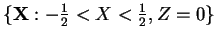 $\{\mathbf{X}:-\mbox{$\frac{1}{2}$}<X<\mbox{$\frac{1}{2}$},
Z=0\}$